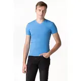 Футболка мужская с V- образным вырезом, цвет голубой, рост 182-186 см, размер 46 (92) кулир 