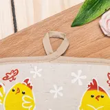 Прихватка полулён "Цыплята танцуют" 18х18 шелкография  - фото 3