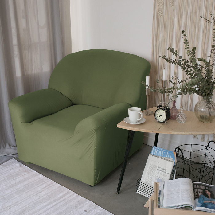 Чехол для мягкой мебели Collorista на кресло,наволочка 40*40 см в ПОДАРОК,оливковый 