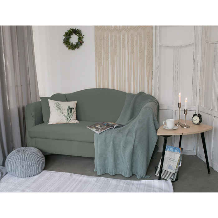 Чехол для мягкой мебели Collorista,2-х местный диван,наволочка 40*40 см в ПОДАРОК,серый 