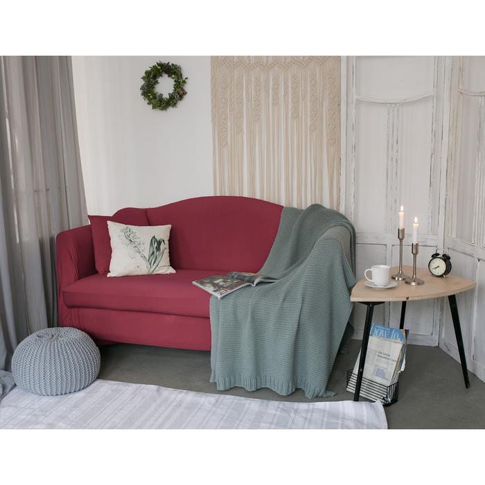 Чехол для мягкой мебели Collorista,2-х местный диван,наволочка 40*40 см в ПОДАРОК,бордовый 