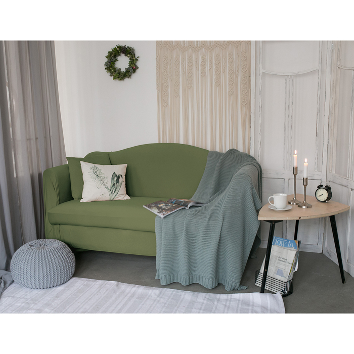 Чехол для мягкой мебели Collorista,2-х местный диван,наволочка 40*40 см в ПОДАРОК,оливковый 248098 