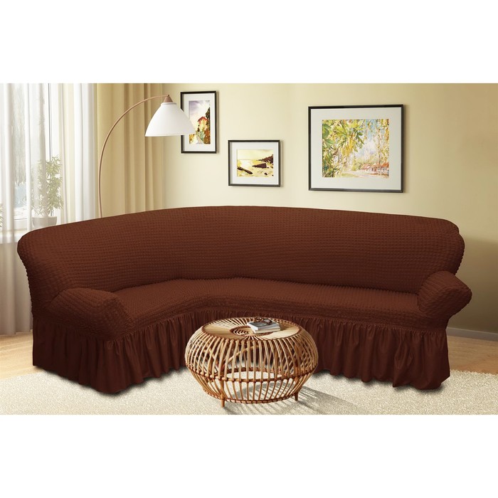 Чехол для мягкой мебели угловой диван 3-х местный 6057, трикотаж, 100% п/э, упаковка микс 