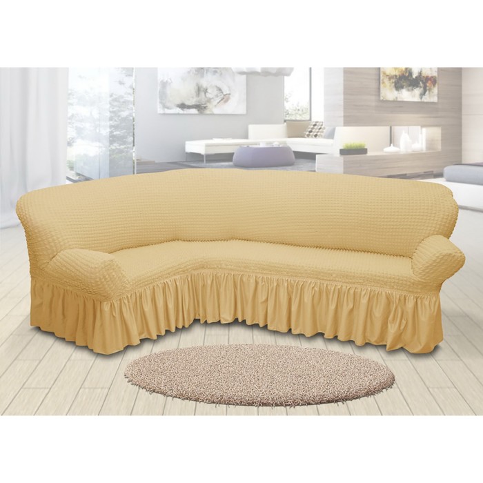 Чехол для мягкой мебели угловой диван 3-х местный 6610, трикотаж, 100% п/э, упаковка микс 
