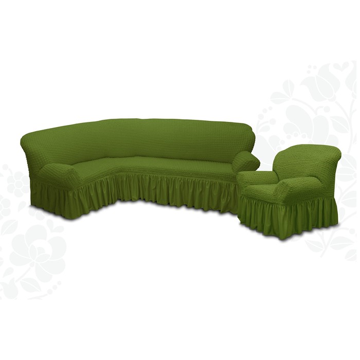 Чехол для мягкой мебели 2пред диван угловой, кресло 6016, трикот, 100% п/э, упаковка микс 
