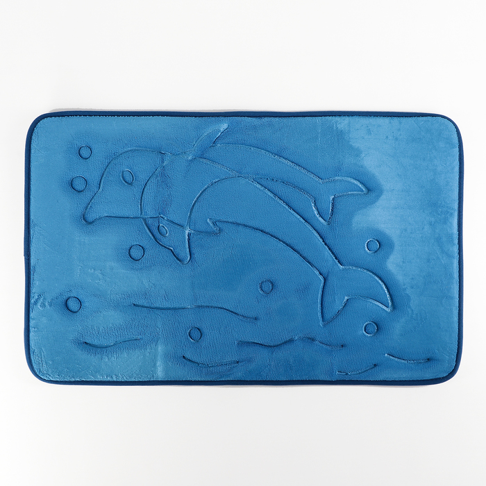 Коврик для ванны 50×80 см "Дельфины", цвет синий 