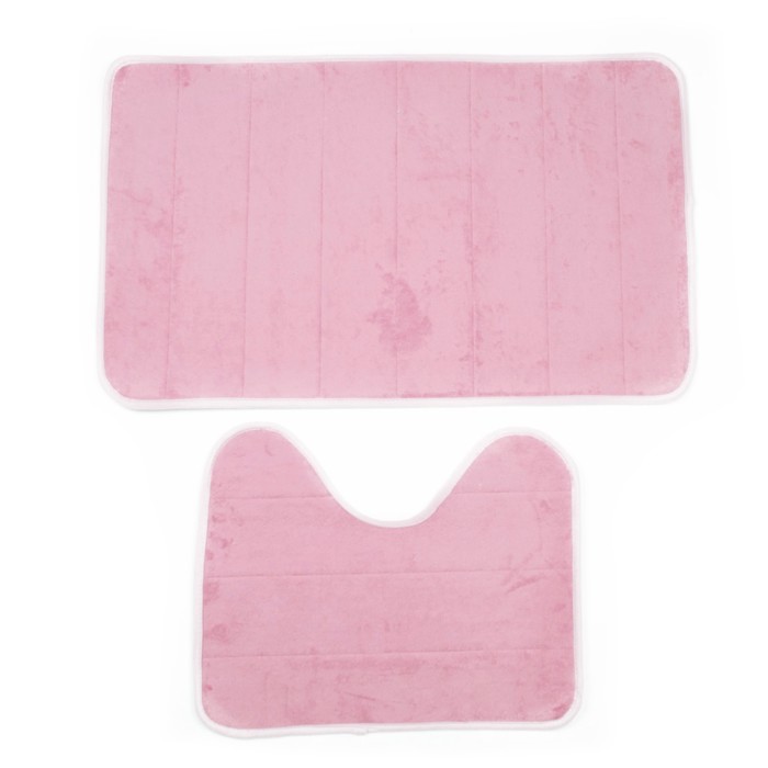Набор ковриков для ванной и туалета 2 шт, цвет розовый 