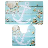 Набор ковриков для ванны и туалета 45×75, 45×40 см "Якорь", 2 шт 