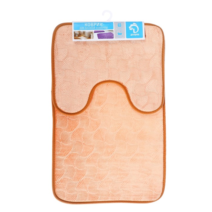 Набор ковриков для ванны и туалета 50×80, 50×39 см "Ракушки", 2 шт, цвет светло-коричневый 