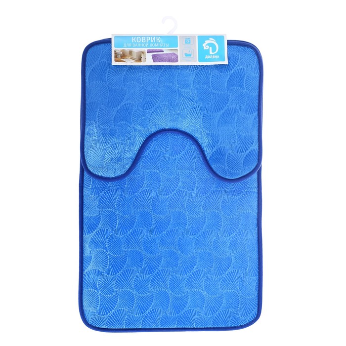 Набор ковриков для ванны и туалета 50×80, 50×39 см "Ракушки", 2 шт, цвет синий 