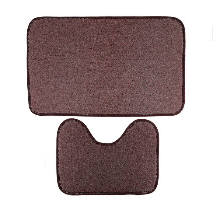 Набор ковриков для ванной и туалета "Лён", 2 шт, цвет коричневый 