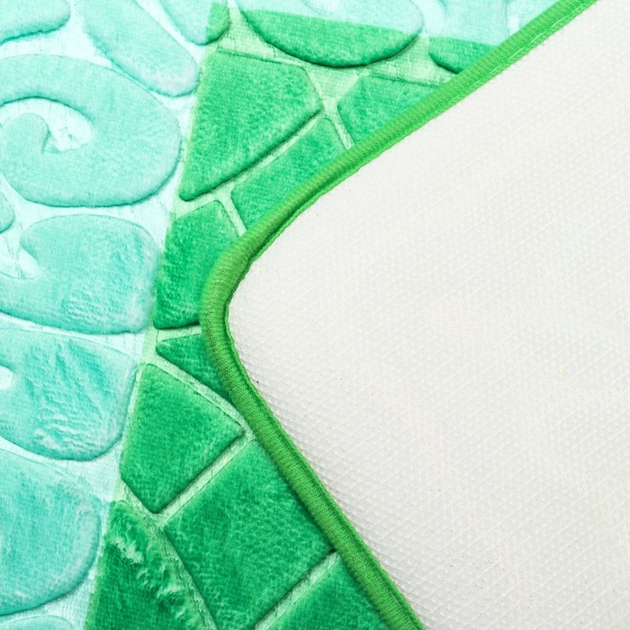 Набор ковриков для ванной и туалета "Узор", цвет зелёный 