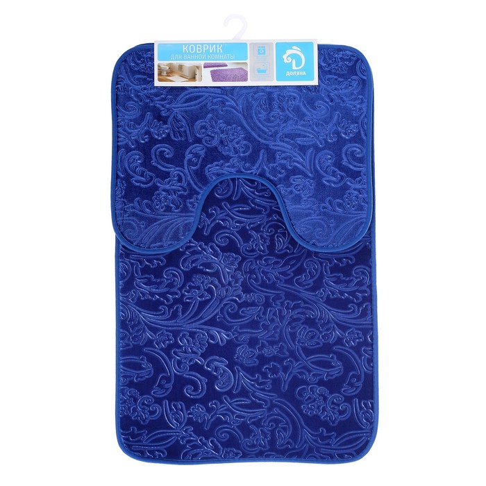 Набор ковриков для ванны и туалета 50×78, 50×40 см "Афина", 2 шт, цвет синий 
