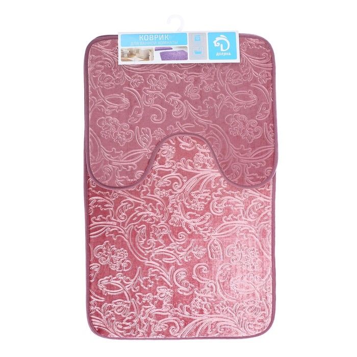 Набор ковриков для ванны и туалета 50×78, 50×40 см "Афина", 2 шт, цвет розовый 