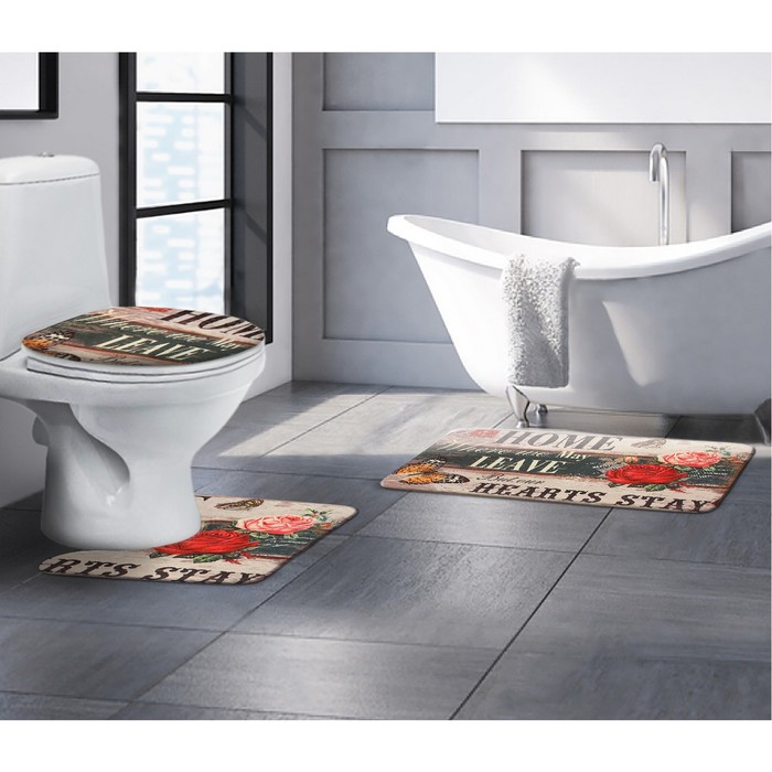 Набор ковриков для ванной и туалета "Нежность" 3 шт 