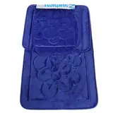 Набор ковриков для ванной и туалета "Лютики" 3 шт, цвет синий  - фото 2