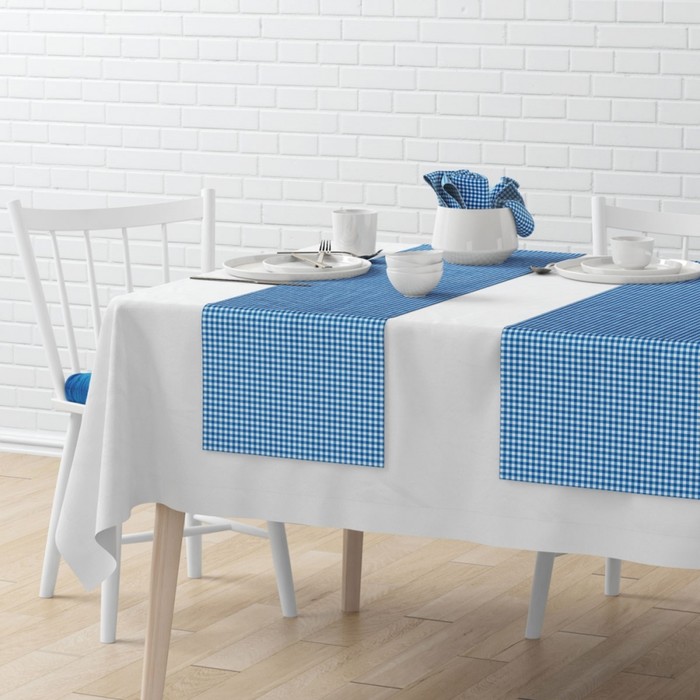Комплект дорожек на стол «Марси», размер 40 × 150 см - 4 шт, синий 