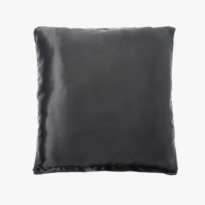 Наволочка декоративная Хамелеон 37×37 см, цвет морской - глянцевый чёрный, пайетки, 100%п/э 