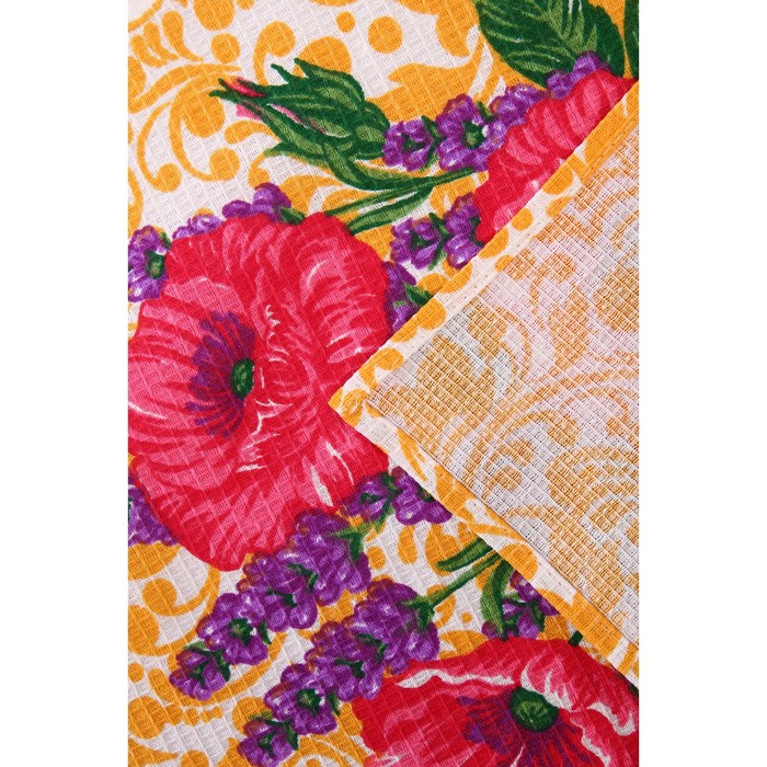Полотенце вафельное «Цветы», 35х60 см, МИКС 
