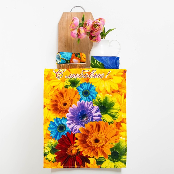 Набор полотенец DomoVita "Цветник", 45х65 см, 3 шт в коробке 