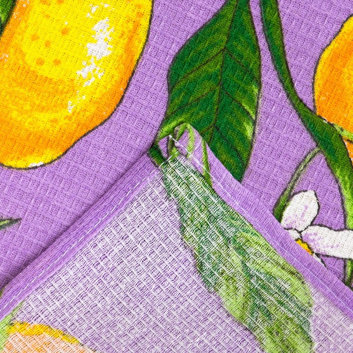 Полотенце вафельное Collorista Лимоны, цвет сиреневый 35х58,100% хл,160 г/м² 