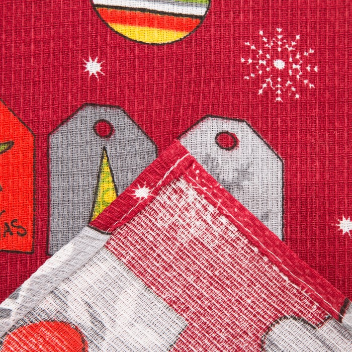 Полотенце вафельное Collorista «Рождество», цвет красный 35×58, 100% хл, 160 г/м² 