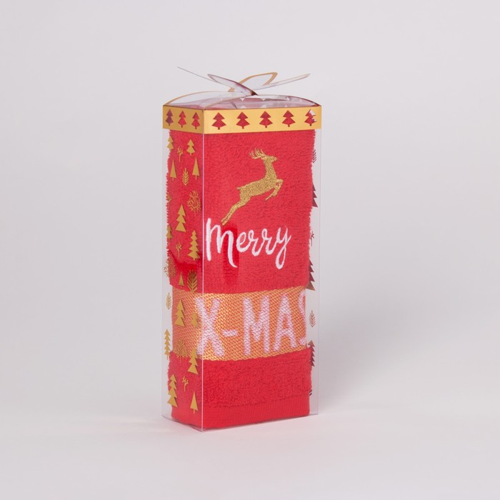 Полотенце махровое "Merry X-MAS" 30х70 см, 100% хлопок 370 г/м2 