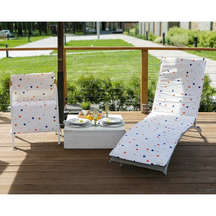 Подушка на уличное кресло «Этель» Треугольники, 50×100+2 см, репс с пропиткой ВМГО, 100% хлопок 