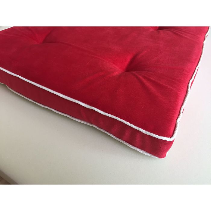 Подушка на стул 38х38 см, h 5 см, цвет красный, велюр, поролон, кант 