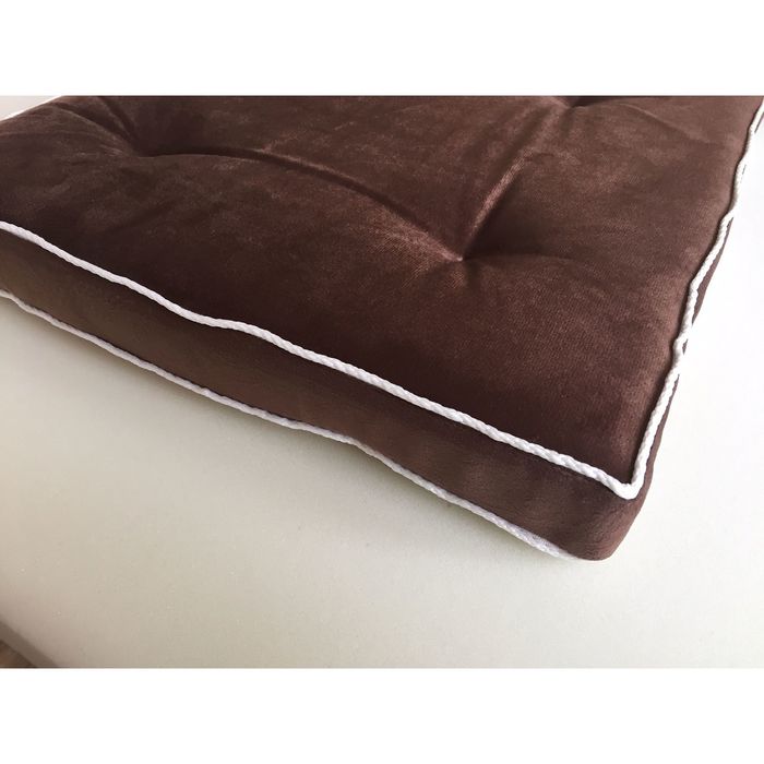 Подушка на стул 38х38 см, h 5 см, цвет коричневый, велюр, поролон, кант 