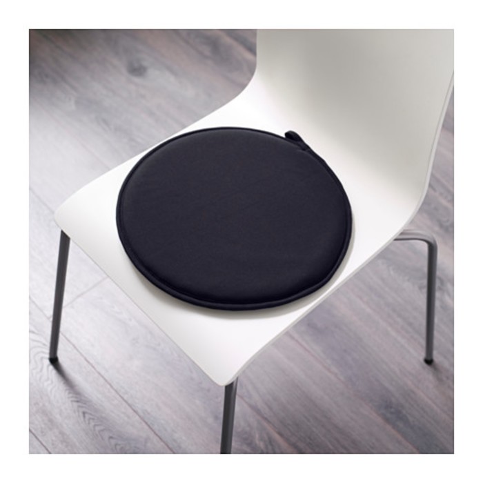 Подушка на стул ЦИЛЛА, диаметр 34 см, цвет чёрный 
