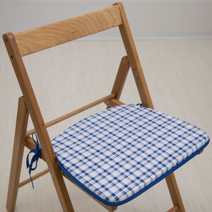 Подушка на стул «Синяя клетка», 41 х 36 х 3 см 