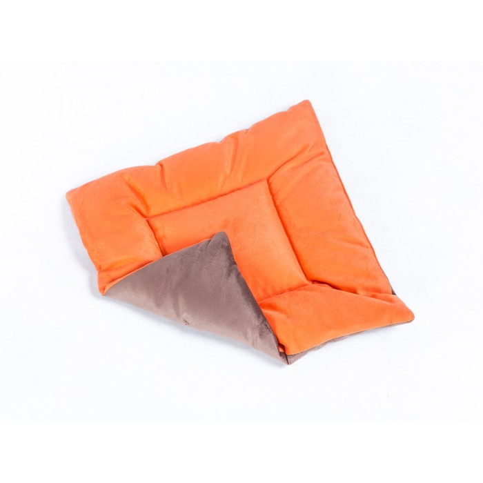 Подушка на стул квадратная 45х45см, высота 5см, велюр коричневый, оранжевый, синт. волокно 