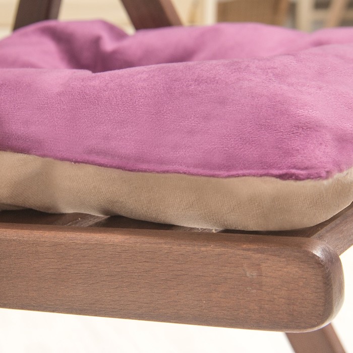 Подушка на стул квадратная 45х45см, высота 5см, велюр сиреневый, серый, синтет. волокно 