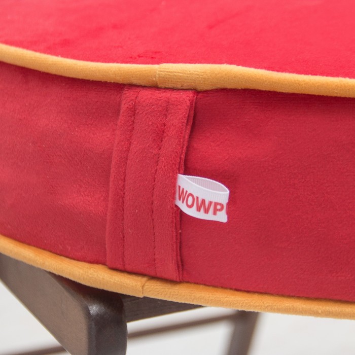 Подушка на стул круглая 43х43 см, высота 10см, красный/желтый, велюр, поролон 