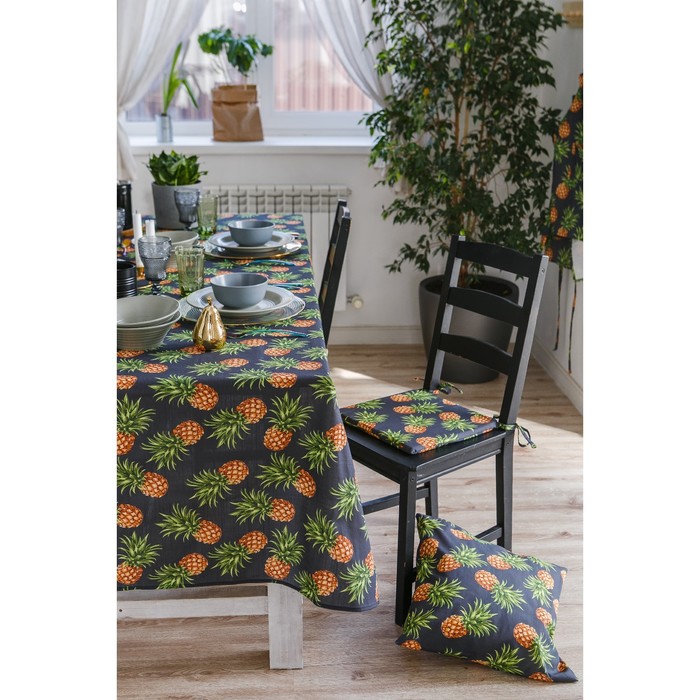 Подушка на стул Этель «Ананасы», 32 × 32 см, репс, 130 г/м², 100%-ный хлопок 