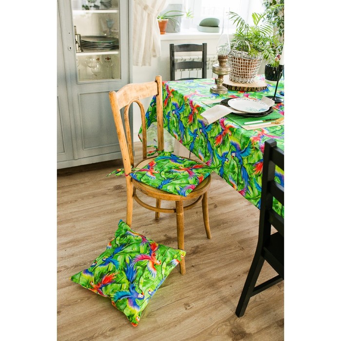 Подушка на стул Этель «Попугай», 32 × 32 см, репс, 130 г/м², 100%-ный хлопок 