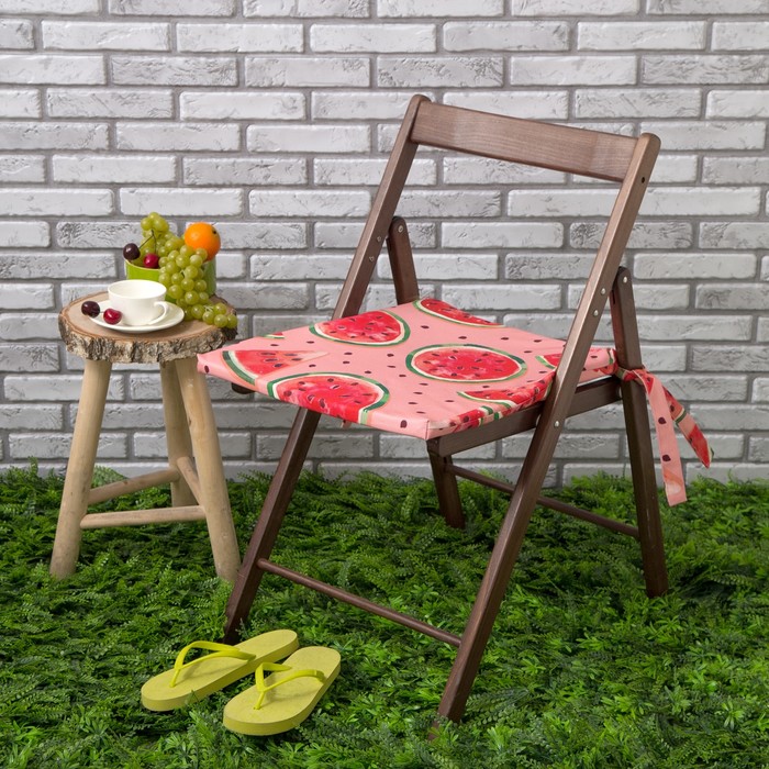 Подушка на стул уличная «Этель» Арбузы, 45×45 см, репс с пропиткой ВМГО, 100% хлопок 