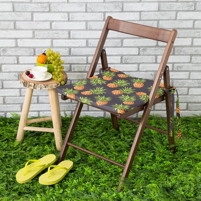 Подушка на стул уличная «Этель» Ананасы, 45×45 см, репс с пропиткой ВМГО, 100% хлопок 