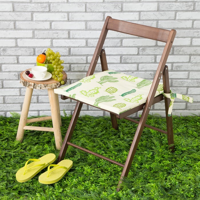 Подушка на стул уличная «Этель» Кактусы, 45×45 см, репс с пропиткой ВМГО, 100% хлопок 