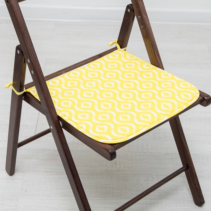 Подушка на стул «Этель» Серпента жёлтый 40х40, с завязками рогожка 160 г/м², 100% хлопок 