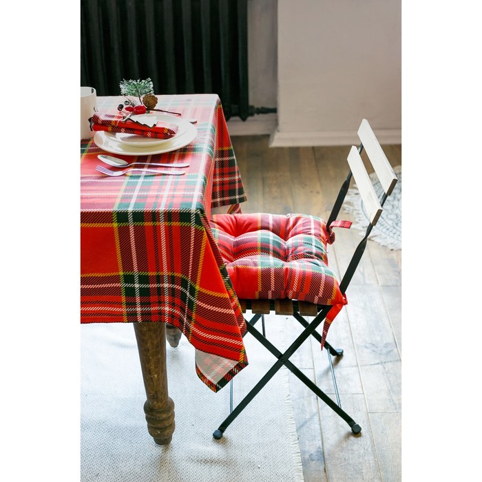 Подушка на стул «Этель» Шотландка, 45х45см, саржа, 100% хлопок 