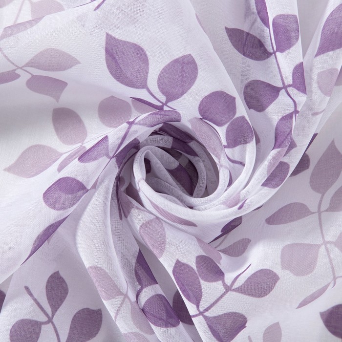 Тюль "Этель" Фиолетовая листва, 140*260 см,  пл.65 г/м2，100% п/э 