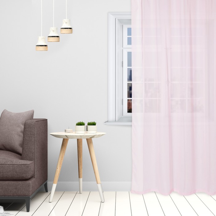 Тюль «Этель» 140×300 см, цвет розовый, вуаль, 100% п/э 
