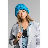 Шапка крупной вязки, голубой, акрил 100%  - фото 2