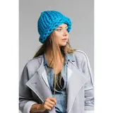 Шапка крупной вязки, голубой, акрил 100%  - фото 3