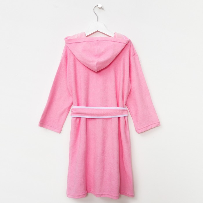 Халат махровый с капюшоном для девочки, рост 110-116 см, цвет розовый 