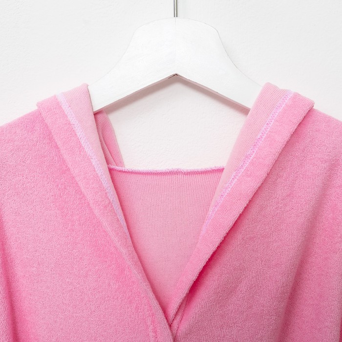 Халат махровый с капюшоном для девочки, рост 110-116 см, цвет розовый 
