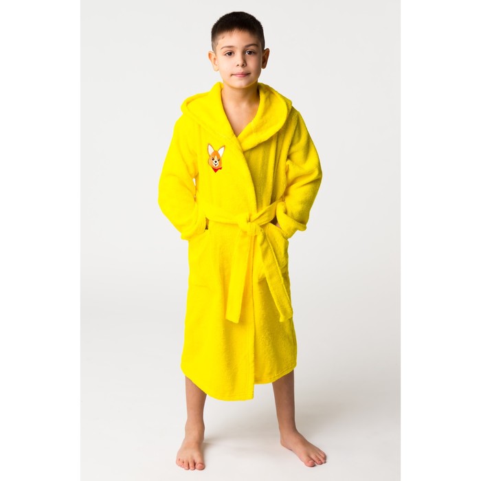 Халат махровый детский Корги, размер 34, цвет жёлтый, 340 г/м² хл. 100% с AIRO 