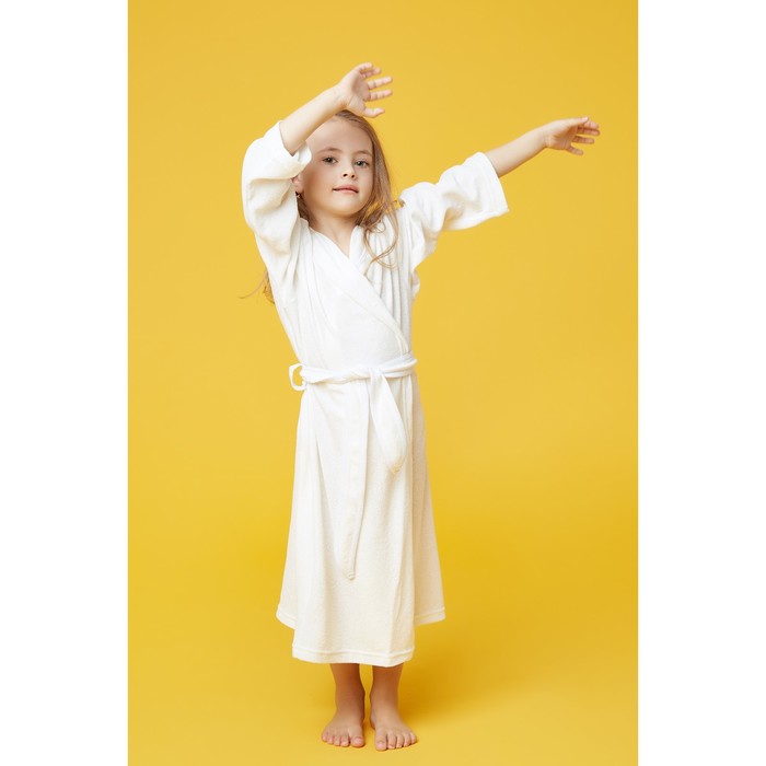 Халат махровый с капюшоном для девочки, рост 98-104 см, цвет белый 1431-56 